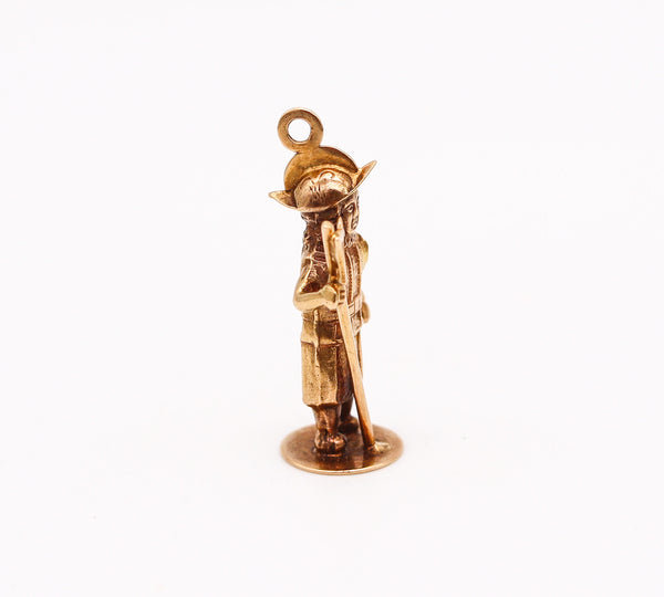 -Italian Vintage 1950 Vatican Guard Charm Pendant In solid 18Kt Yellow Gold