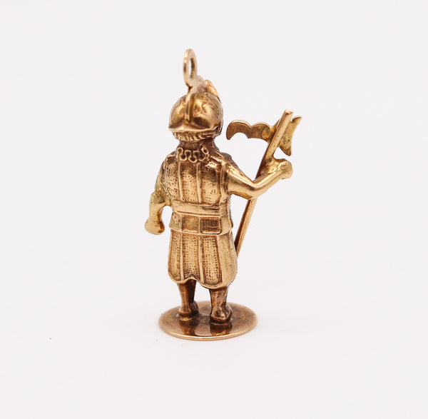 -Italian Vintage 1950 Vatican Guard Charm Pendant In solid 18Kt Yellow Gold