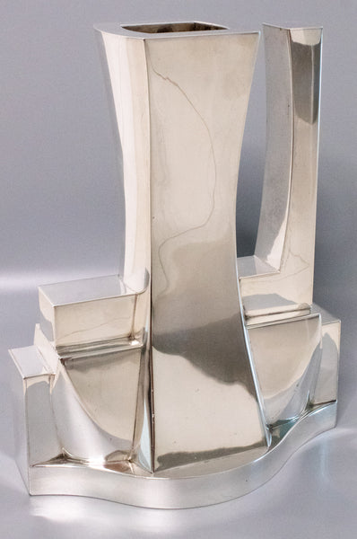 Damian Garrido 2002 Spain Modernist Geometric Figure Vase In 925 Sterling Silver