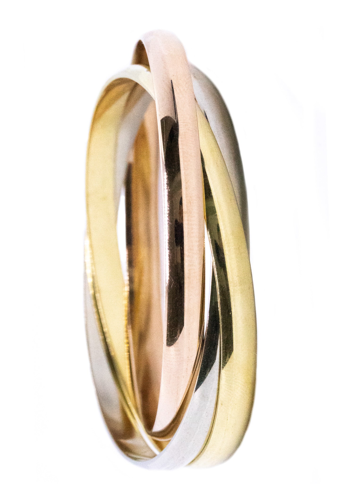 *Cartier Paris iconic Trinity bangles bracelet in 18 kt three-color gold 81.6 gm large