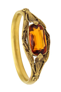 -Austrian 1900 Art Nouveau Jugendstil Bangle Bracelet In Gilded Brass