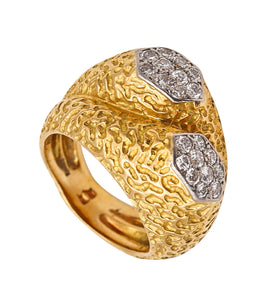 *Cartier Paris 1960 Toi et Moi Ring in Textured 18 kt Yellow Gold with VS Diamonds