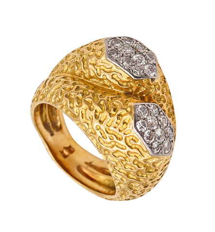 *Cartier Paris 1960 Toi et Moi Ring in Textured 18 kt Yellow Gold with VS Diamonds