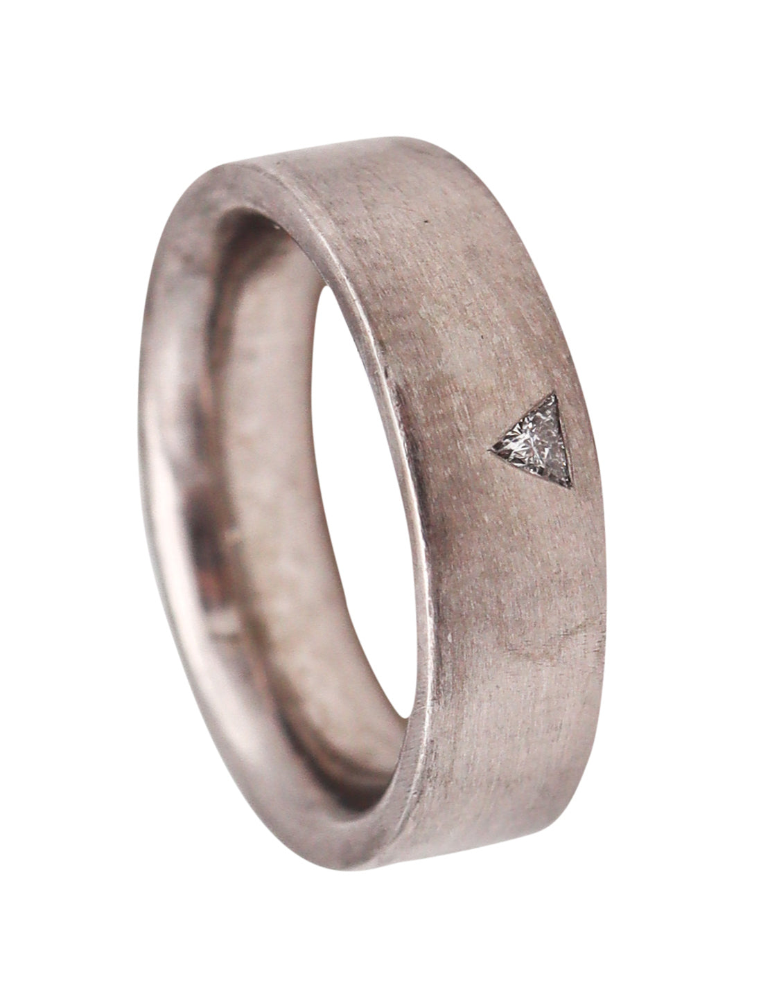 Henrich And Denzel Germany Bauhaus Band Ring In Platinum With VVS Trillion Cut Diamond