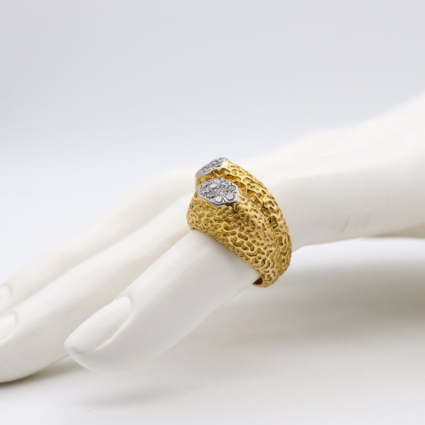 *Cartier Paris 1960 Toi et Moi Ring in Textured 18 kt Yellow Gold with VS Diamonds