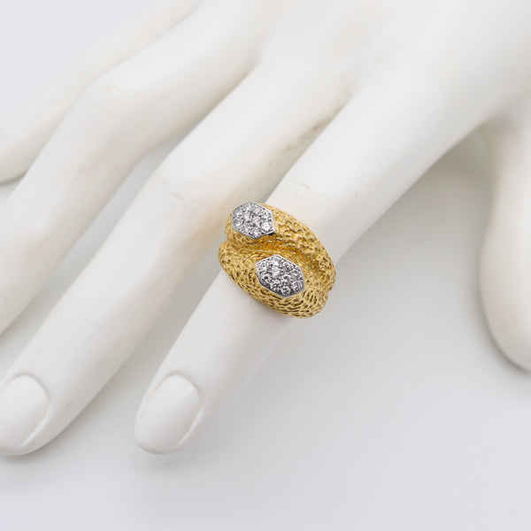 *Cartier Paris 1960 Toi et Moi Ring in Textured 18 kt Yellow Gold with VS Diamonds