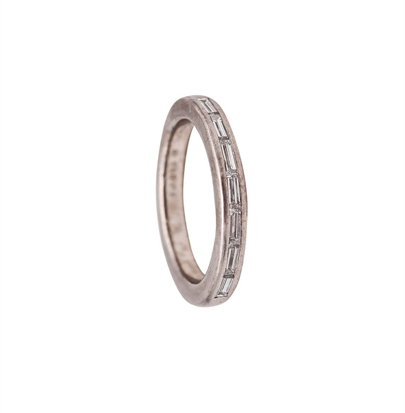 Henrich And Denzel Germany Bauhaus Band Ring In Platinum With VVS Baguette Cut Diamonds