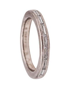 Henrich And Denzel Germany Bauhaus Band Ring In Platinum With VVS Baguette Cut Diamonds