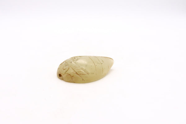 CHINA QING DYNASTY 18th CENTURY CARVED CICADA IN JADEITE WHITE JADE