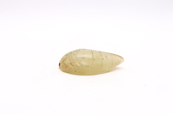 CHINA QING DYNASTY 18th CENTURY CARVED CICADA IN JADEITE WHITE JADE