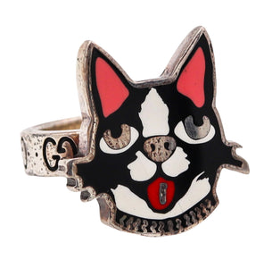-Gucci Milano 2018 Bosco And Orso Enamel Ring In Solid .925 Sterling Silver