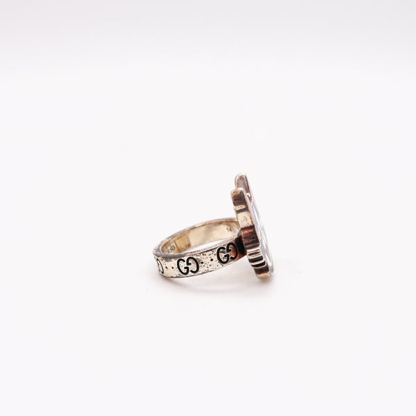 -Gucci Milano 2018 Bosco And Orso Enamel Ring In Solid .925 Sterling Silver