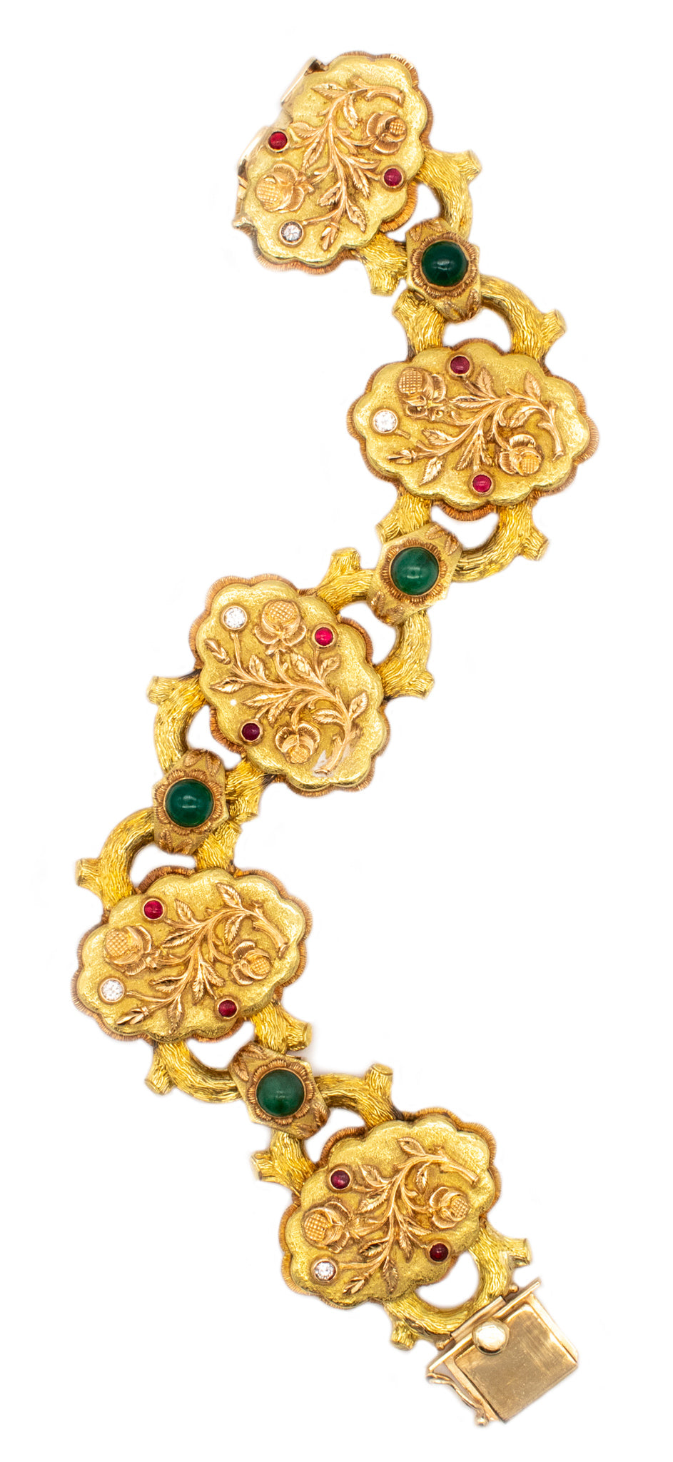 CAZZANIGA ROMA 18 KT GOLD BTACELET WITH 3.25 Ctw IN DIAMONDS & GEMSTONES