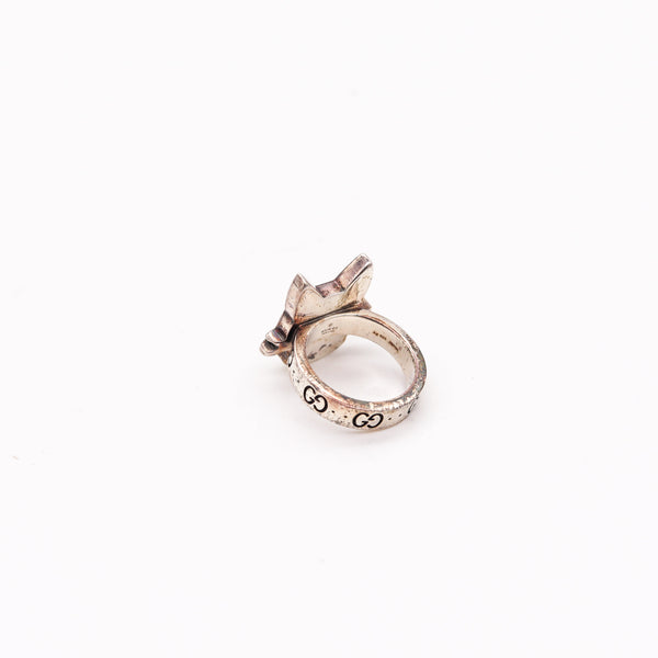 -Gucci Milano 2018 Bosco And Orso Enamel Ring In Solid .925 Sterling Silver