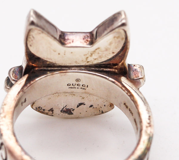 -Gucci Milano 2018 Bosco And Orso Enamel Ring In Solid .925 Sterling Silver