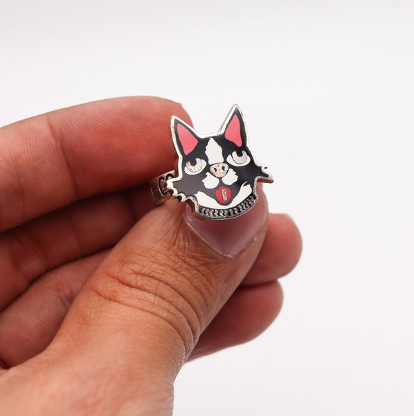 -Gucci Milano 2018 Bosco And Orso Enamel Ring In Solid .925 Sterling Silver