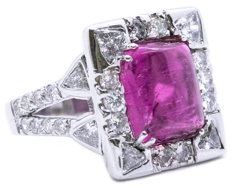 PINK TOURMALINE AND DIAMONDS 18 KT RING