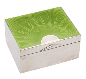 +George Adam Scheid 1895 Green Enameled Guilloche Desk Box In .800 Silver