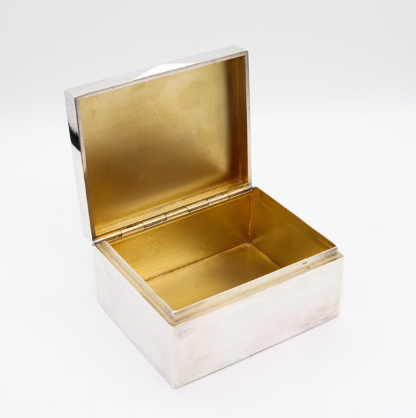 +George Adam Scheid 1895 Green Enameled Guilloche Desk Box In .800 Silver