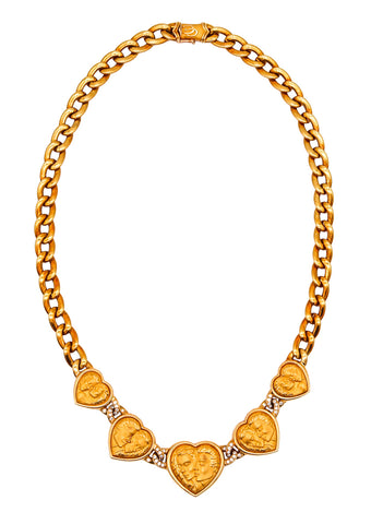 Carrera Y Carrera Romeo And Juliet Hearts Necklace In 22Kt Yellow Gold With VS Diamonds