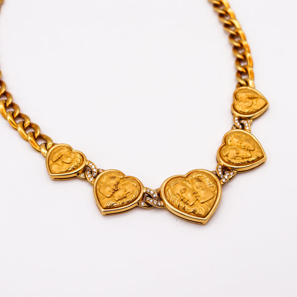 Carrera Y Carrera Romeo And Juliet Hearts Necklace In 22Kt Yellow Gold With VS Diamonds
