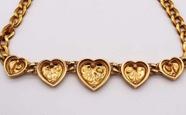 Carrera Y Carrera Romeo And Juliet Hearts Necklace In 22Kt Yellow Gold With VS Diamonds