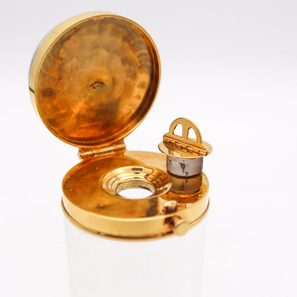 Tiffany Co 1905 Edwardian Essex Glass Scent Bottle In 18Kt Gold And Rock Quartz