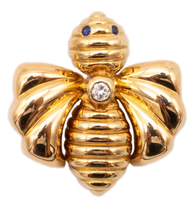 CHAUMET PARIS ICONIC BEE PENDANT IN 18 KT GOLD WITH DIAMOND & SAPPHIRES