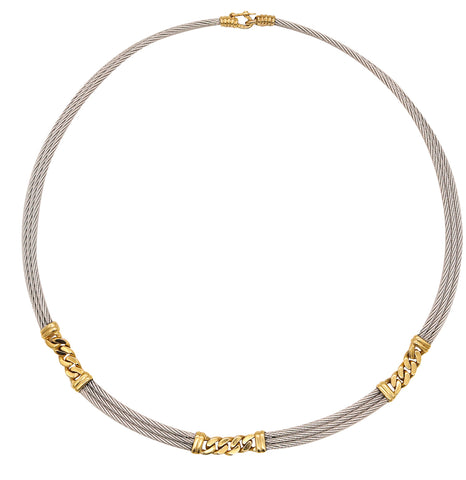 *Fred Paris Force 10 Triple Nautical Cable Necklace in 18 kt Yellow Gold