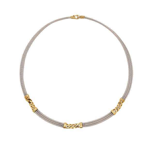 *Fred Paris Force 10 Triple Nautical Cable Necklace in 18 kt Yellow Gold