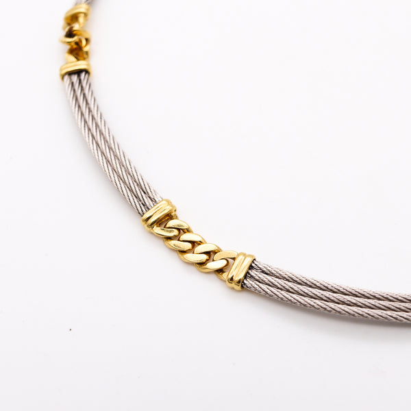 *Fred Paris Force 10 Triple Nautical Cable Necklace in 18 kt Yellow Gold