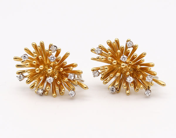 -Tiffany & Co 1970 Clips On Spikes Earrings In 18Kt Yellow Gold With 1.02 Ctw In Diamonds