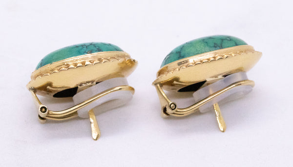 BLUE GREEN TURQUOISE 18 KT EARRINGS CLIP