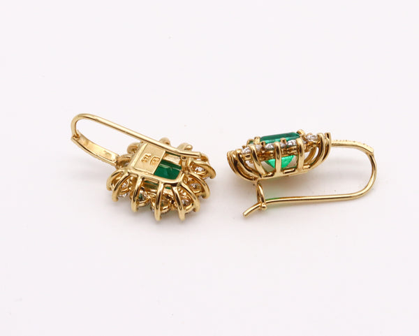 -Colombian Emerald Diamonds Earrings In 18Kt Yellow Gold With 4.92 Carats