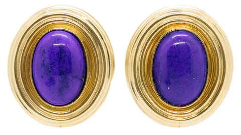 LAPIS LAZULI CABOCHONS 18 KT EARRINGS