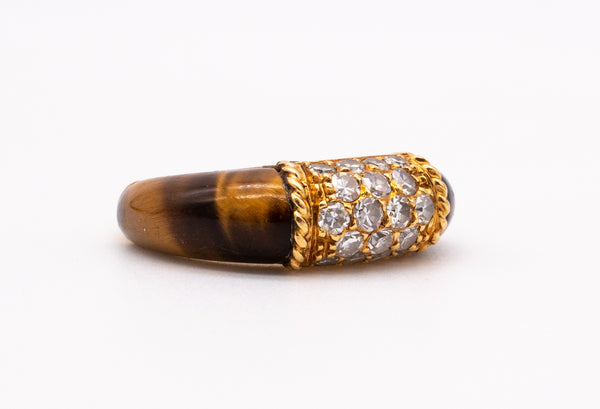 Van Cleef And Arpels Paris Philippines Ring In 18Kt Yellow Gold With Diamonds And Tiger Eye