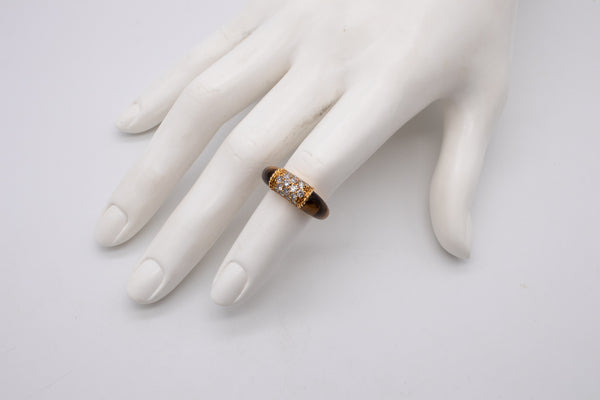 Van Cleef And Arpels Paris Philippines Ring In 18Kt Yellow Gold With VS Diamonds And Tiger Eye