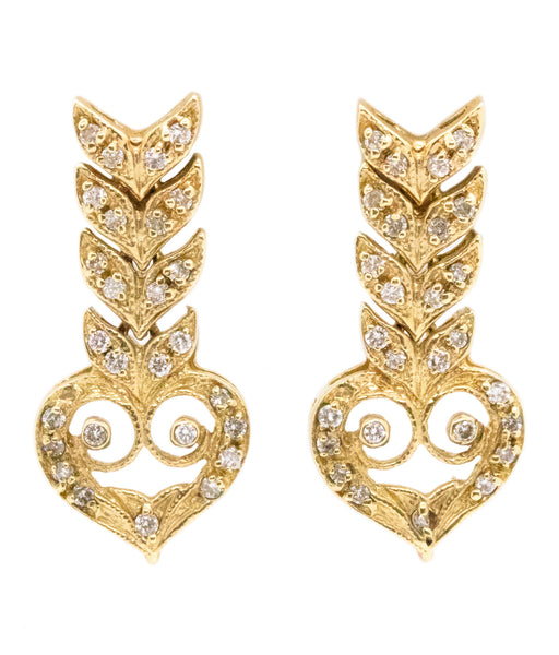 BAROQUE STYLE 14 KT GOLD EARRINGS WITH DIAMONDS