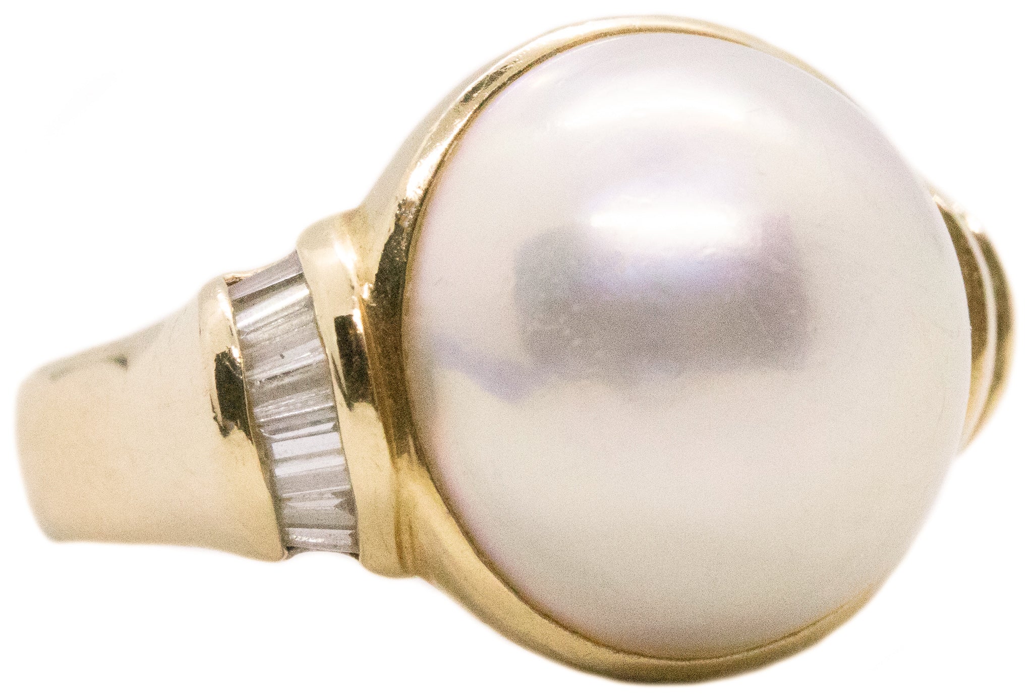 PEARL AND DIAMONDS 14 KT GOLD RING