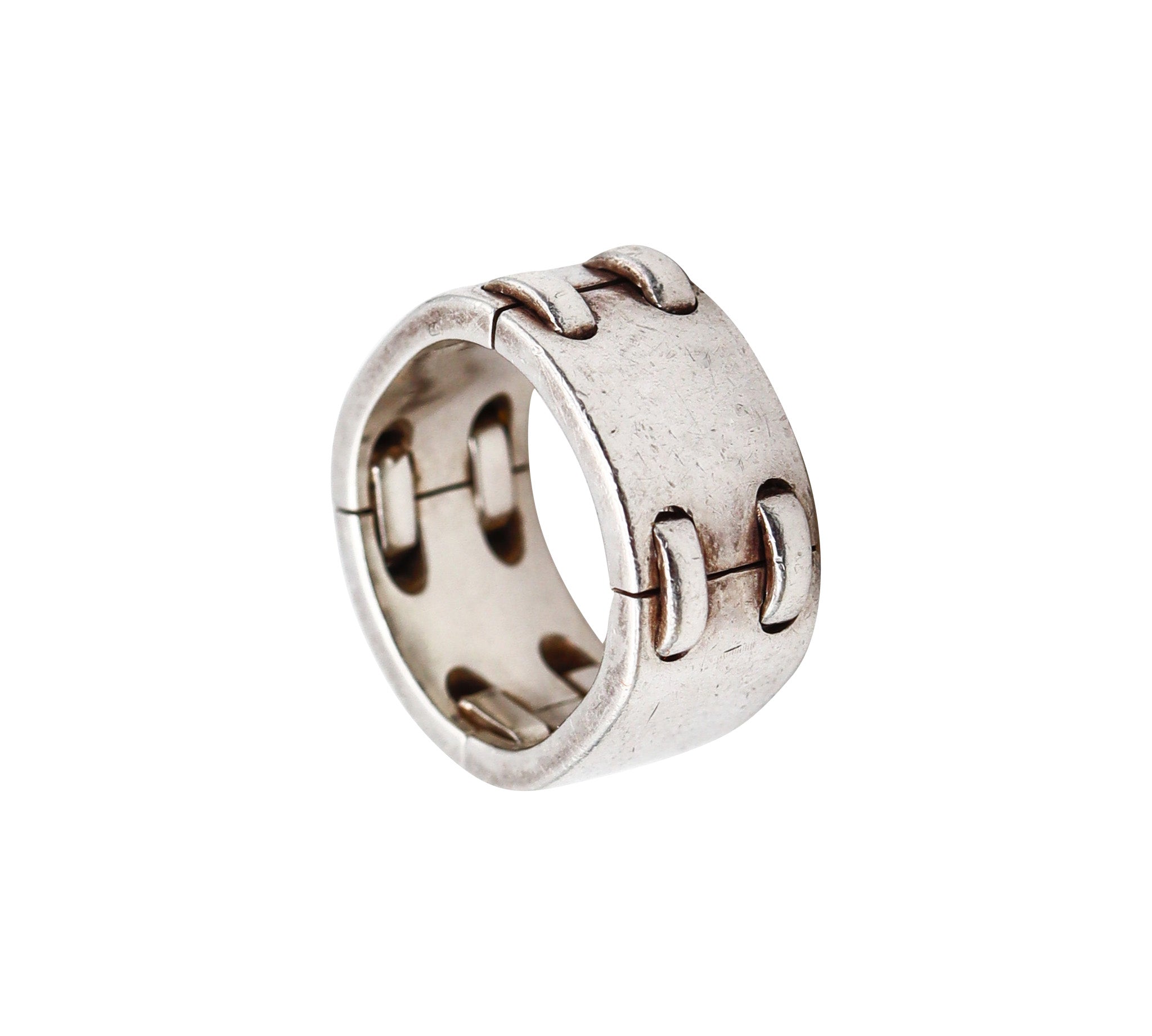 Hermes Paris 1970 Flexible Squared Ring In Solid .925