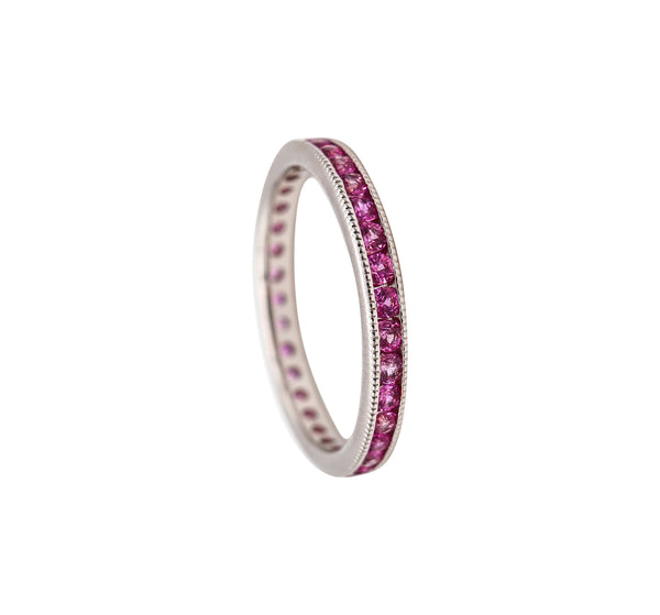 -Ogi Eternity Band Ring In 18Kt White Gold With 1.40 Ctw In Vivid Pink Sapphires