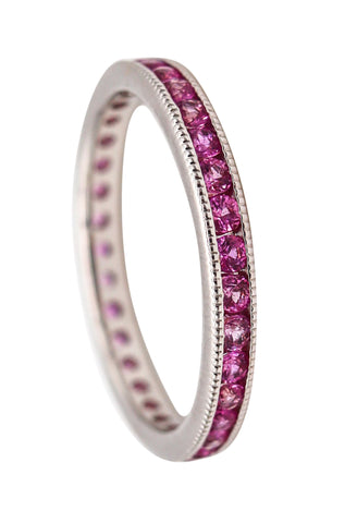 -Ogi Eternity Band Ring In 18Kt White Gold With 1.40 Ctw In Vivid Pink Sapphires