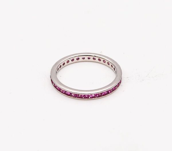 -Ogi Eternity Band Ring In 18Kt White Gold With 1.40 Ctw In Vivid Pink Sapphires
