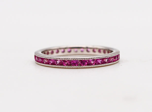 -Ogi Eternity Band Ring In 18Kt White Gold With 1.40 Ctw In Vivid Pink Sapphires