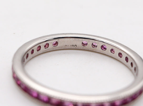 -Ogi Eternity Band Ring In 18Kt White Gold With 1.40 Ctw In Vivid Pink Sapphires