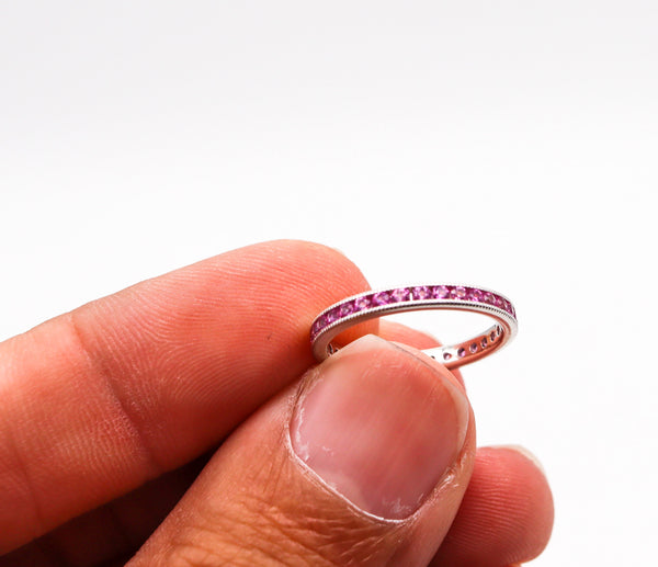 -Ogi Eternity Band Ring In 18Kt White Gold With 1.40 Ctw In Vivid Pink Sapphires