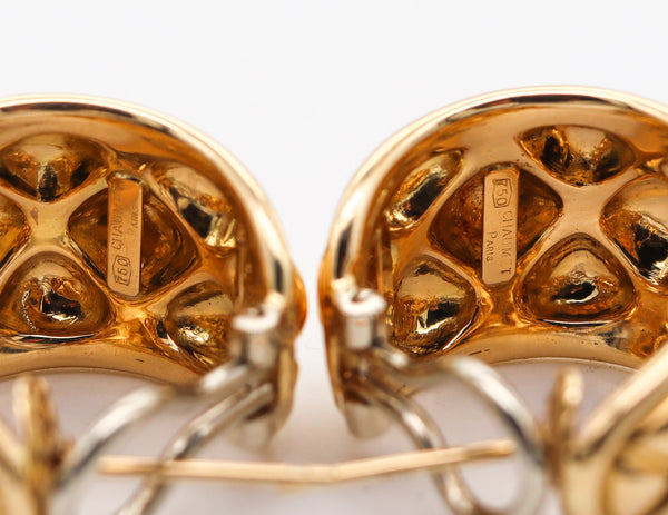 -Chaumet Paris 1970 Quilted Modernist Hoops Earrings In 18Kt Yellow Gold