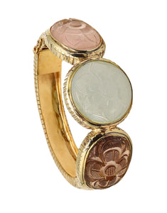 Trio Italy Modernist Bangle Bracelet In 14Kt Yellow Gold With 95.54 Ctw In Gemstones