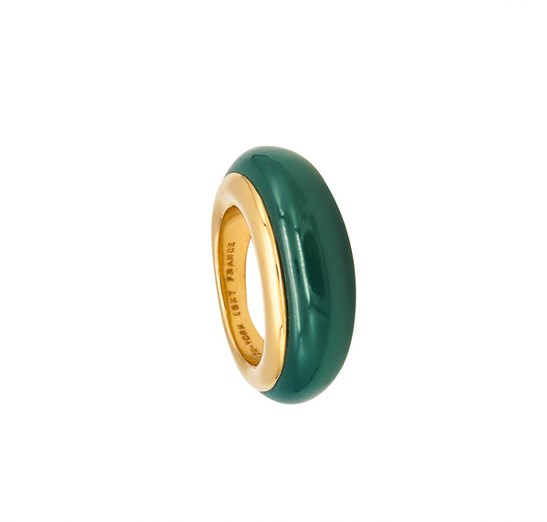 Van Cleef And Arpels Paris 1970 Band Ring In 18Kt Gold With Green Chrysoprase