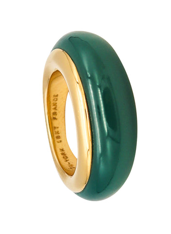 Van Cleef And Arpels Paris 1970 Band Ring In 18Kt Gold With Green Chrysoprase